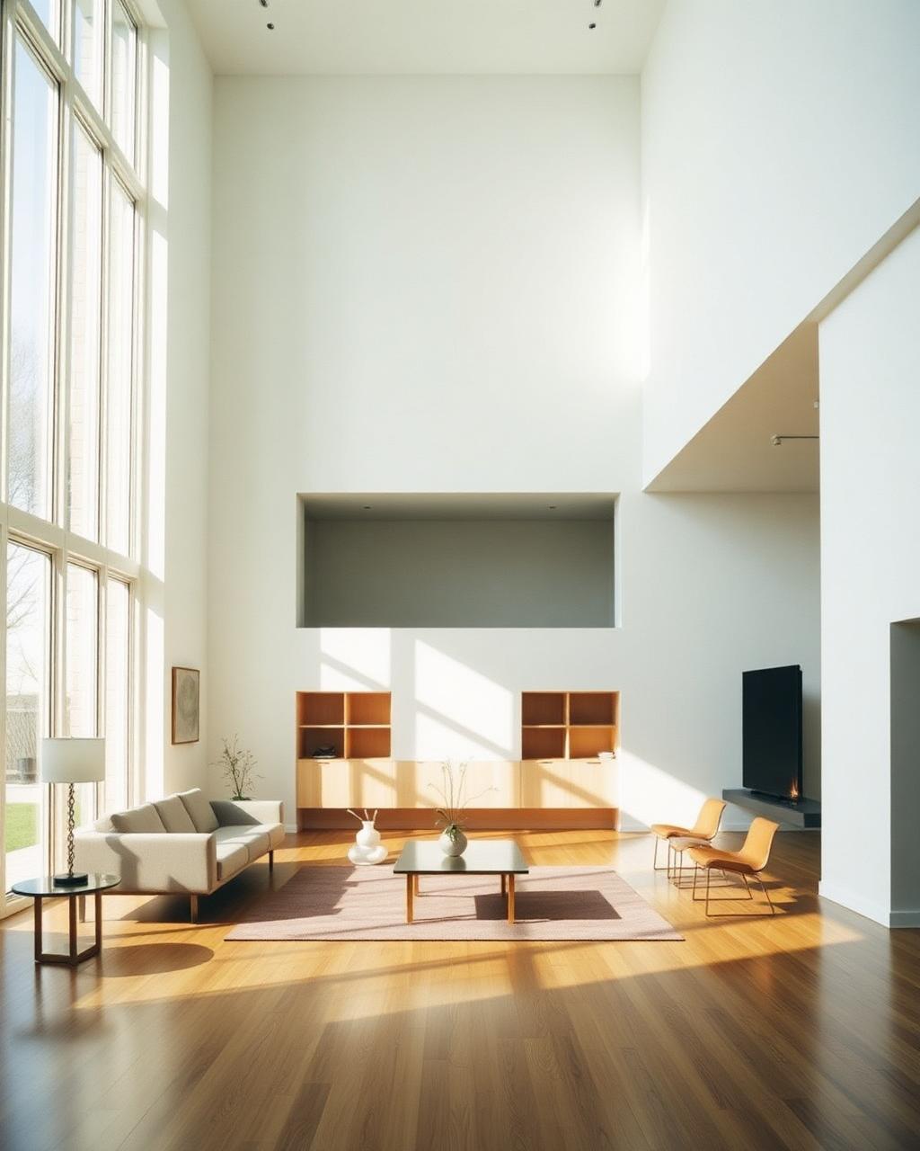 A sunlit modern living room maintained by Vanguard Windsor